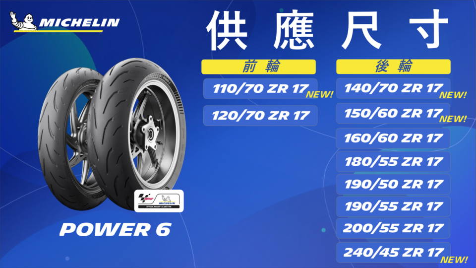 Michelin Power 6規格尺寸表