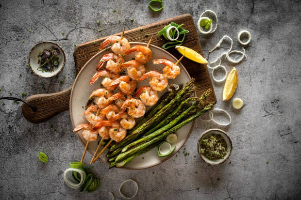 <p><a href="https://www.gettyimages.com/detail/photo/diverse-keto-dishes-royalty-free-image/1328723137?phrase=grilled+shrimp+skewer&adppopup=true" rel="nofollow noopener" target="_blank" data-ylk="slk:lisegagne/Getty Images;elm:context_link;itc:0;sec:content-canvas" class="link ">lisegagne/Getty Images</a></p>