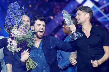 Duncan Laurence of the Netherlands reacts after winning the 2019 Eurovision Song Contest in Tel Aviv, Israel May 19, 2019. REUTERS/Ronen Zvulun