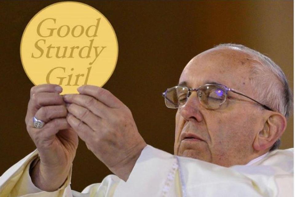 A meme of the Pope with some Self Esteem merchandise (Self Esteem)