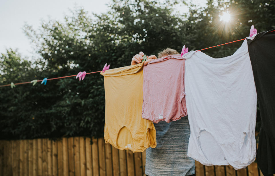 clothes hanging on a clothesline