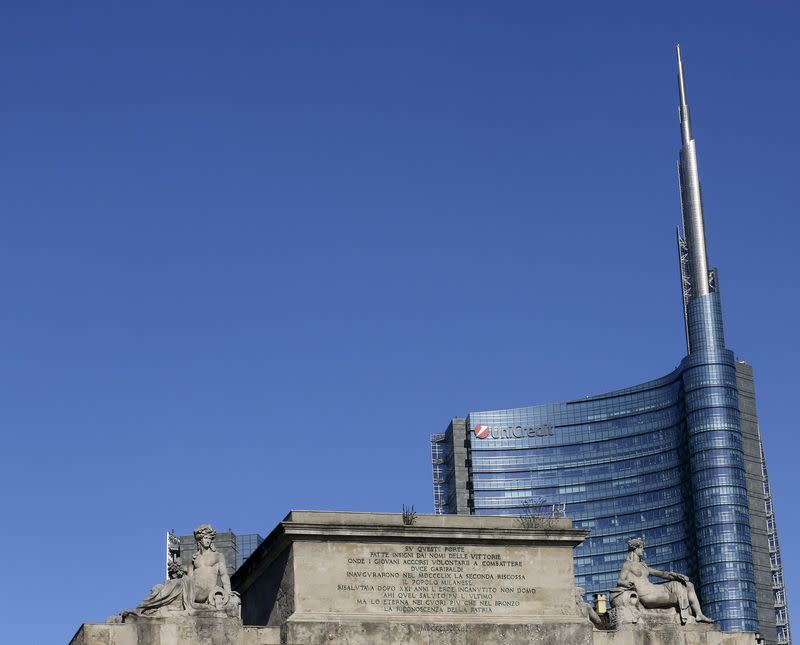 FILE PHOTO: The headquarters of UniCredit bank is seen in downtown Milan
