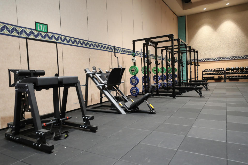 A general overall view of the installation of the weight room as part of the NBA Restart 2020 on July 1, 2020 in Orlando, Florida.