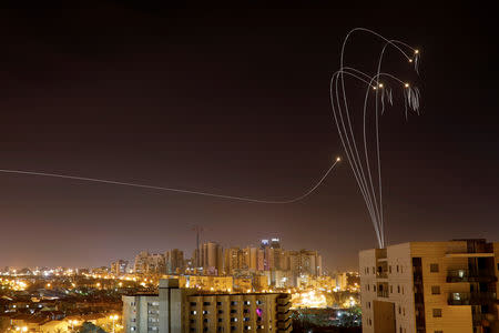 Iron Dome anti-missile system fires interception missiles as rockets are launched from Gaza towards Israel as seen from the city of Ashkelon, Israel Ashkelon May 5, 2019. REUTERS/ Amir Cohen