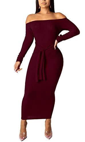 SheKiss Ribbed Sweater Dress Bodycon