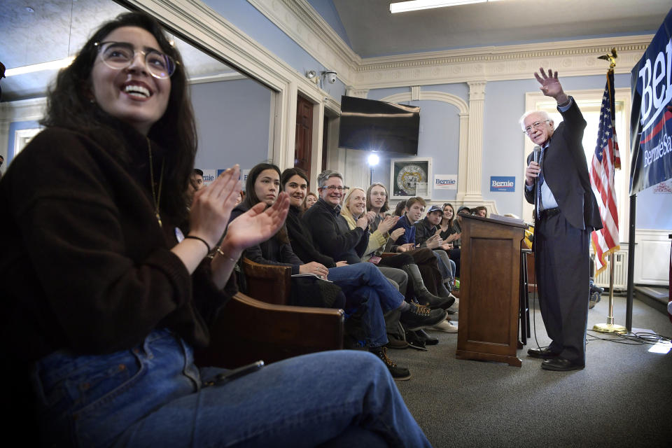 Bernie Sanders during a  election campaign meeting in Dover, New Hampshire on February 10, 2020. (Jerker Ivarsson/Aftonbladet/ ZUMA Wire)