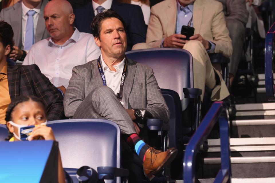 NASHVILLE, TENNESSEE - JUNE 29: Player agent Pat Brisson works the 2023 Upper Deck NHL Draft at Bridgestone Arena on June 29, 2023 in Nashville, Tennessee. (Photo by Bruce Bennett/Getty Images)