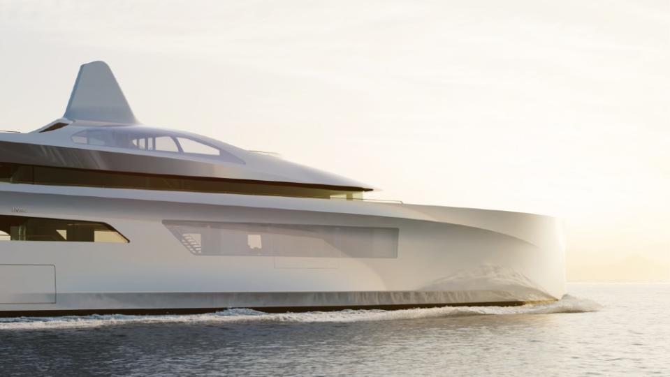 Pure is a 268-foot superyacht concept with a hidden, submarine helm station and three-deck glass atrium