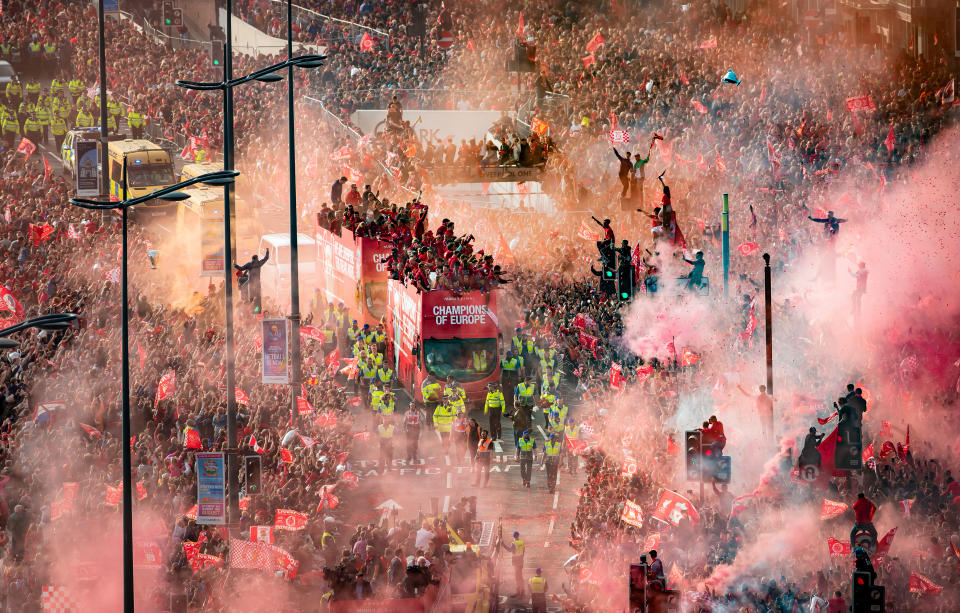 Danny Lawson’s photograph of Liverpool celebrating the club’s Champions League win was also highly regarded (Danny Lawson/PA)