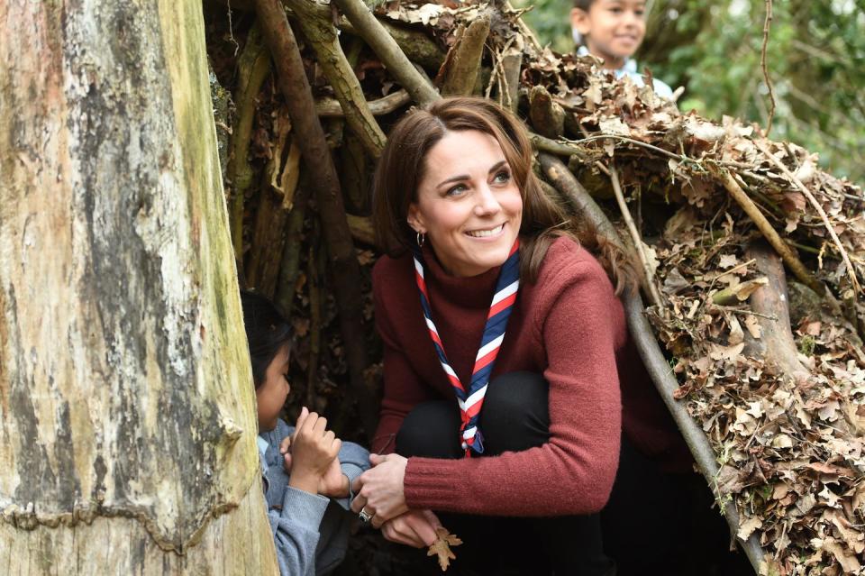 <p>The Duchess of Cambridge wasn't afraid to get her hands dirty during a visit to the Scouts' headquarters in Gilwell Park.</p>