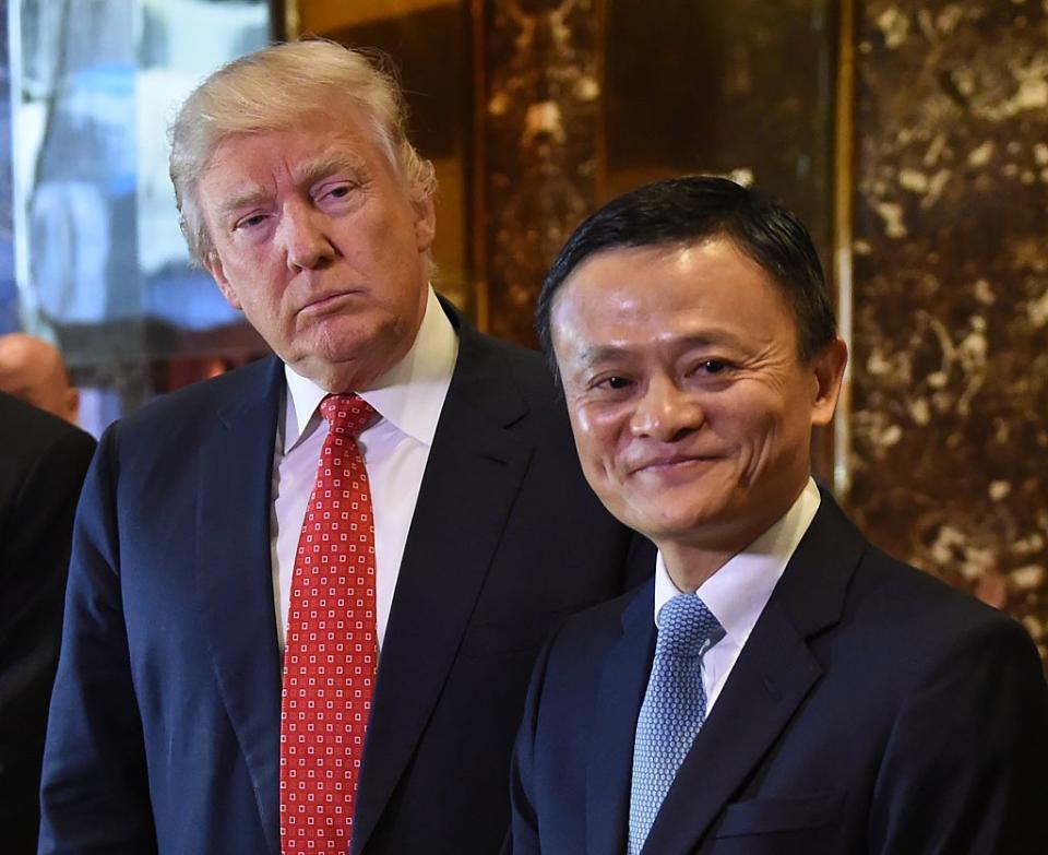 Jack Ma (R), founder and executive chairman of Alibaba Group, and then President-elect Donald Trump pose for the media after their meeting at Trump Tower January 9, 2017.<span class="copyright">TIMOTHY A. CLARY/AFP via Getty Images</span>