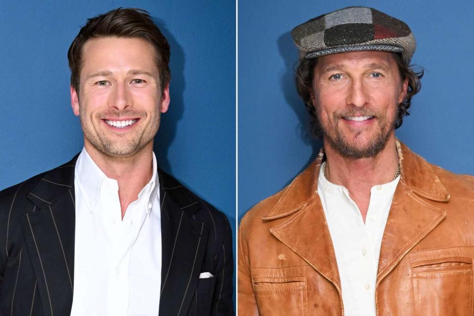 <p>Todd Owyoung/NBC via Getty</p> Glenn Powell (left) and Matthew McConaughey