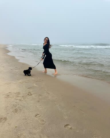 <p>Irina Shayk/Instagram</p> Irina Shayk on a beach with her dog