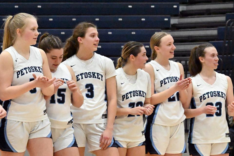 Petoskey players receive their district title medals after claiming the victory over Kingsley Friday night.