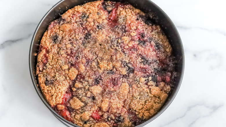 baked old fashioned summer berry buckle