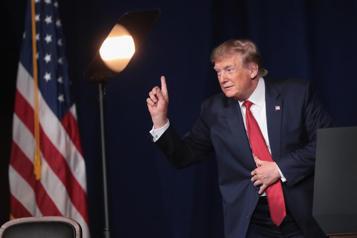 President Donald Trump at the American Veterans 75th national convention in Louisville, Kentucky: Getty Images