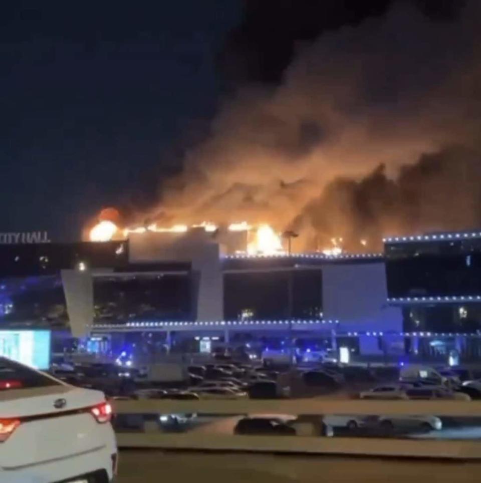 The venue engulfed in flames