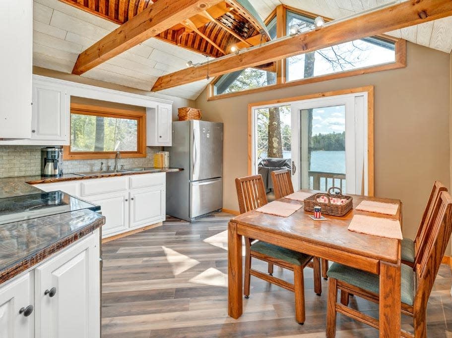 The kitchen and dining area of the island residence