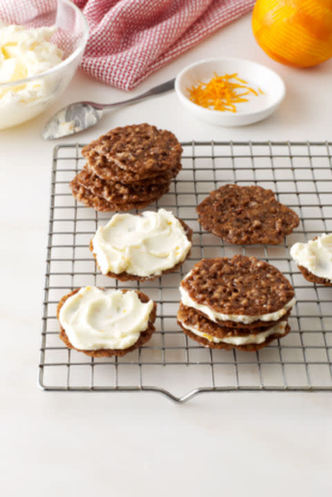 Pecan Lace Cookie Sandwiches