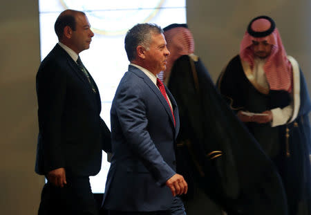 Jordan's King Abdullah II Bin Al Hussein arrives before the start of 29th Arab Summit in Dhahran, Saudi Arabia April 15, 2018. REUTERS/Hamad I Mohammed