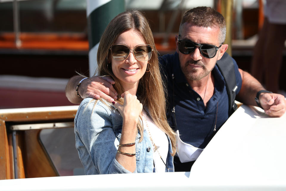 <p>Antonio Banderas and girlfriend Nicole Kimpel arrived together on Sept. 3. </p>