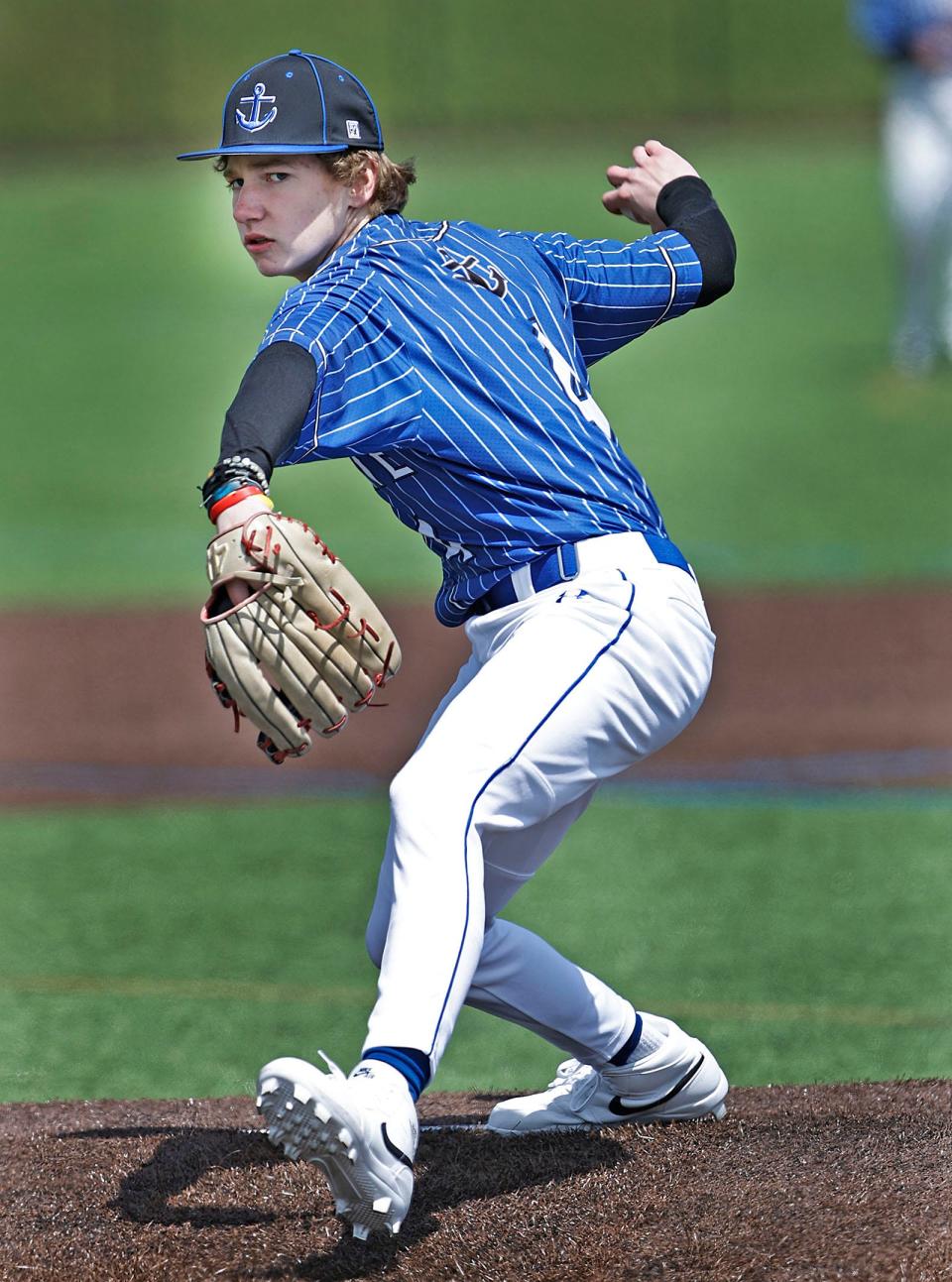 Sailors starting pitcher Mikey Kostek. Scituate baseball hosts Falmouth on Friday, April 19, 2024.