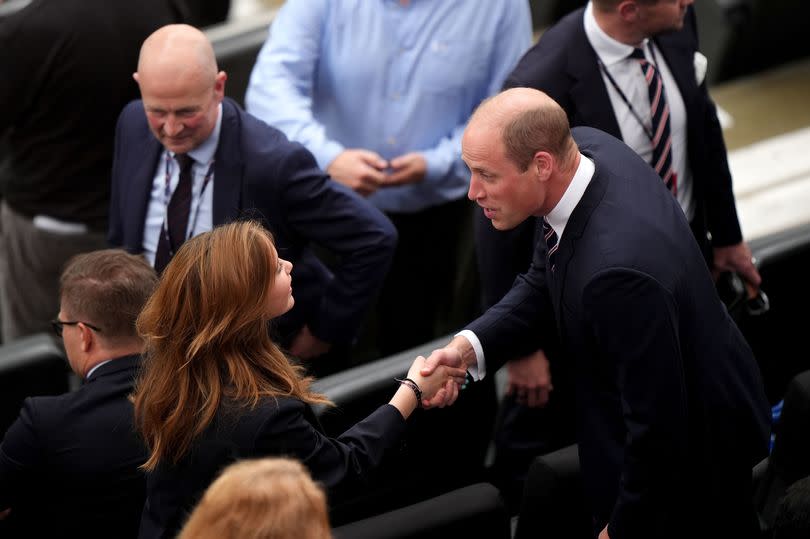 The Prince of Wales greets Princess Josephine of Denmark at the Euros