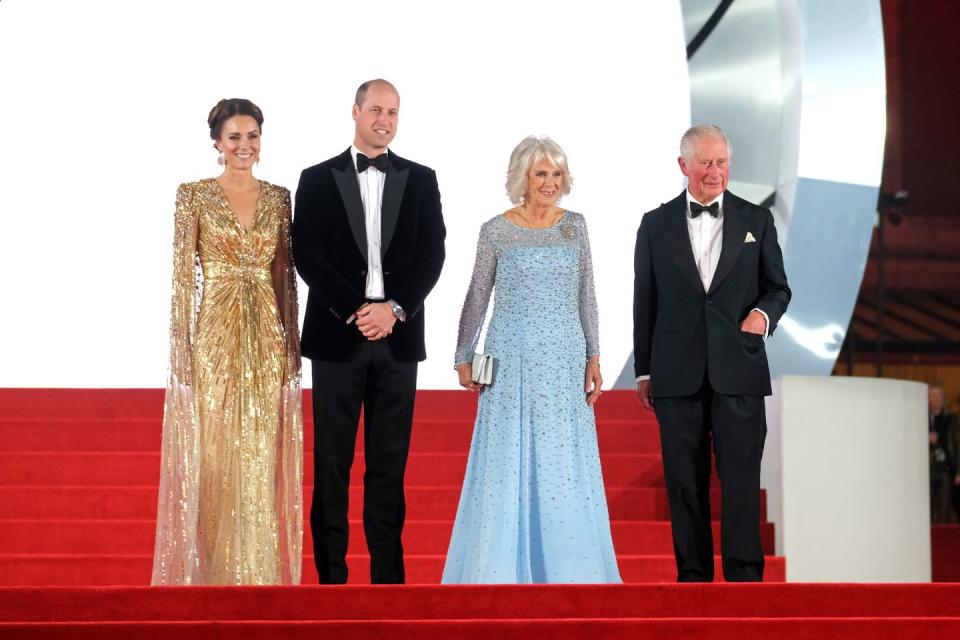 <p>William, Kate, Camilla, and Charles sparkled on the <em>No Time to Die</em> red carpet, keeping up the tradition of <a href="https://www.townandcountrymag.com/society/tradition/g37794486/royal-family-james-bond-premiere-photos/" rel="nofollow noopener" target="_blank" data-ylk="slk:royals appearing at James Bond premieres;elm:context_link;itc:0;sec:content-canvas" class="link ">royals appearing at James Bond premieres</a>. </p>