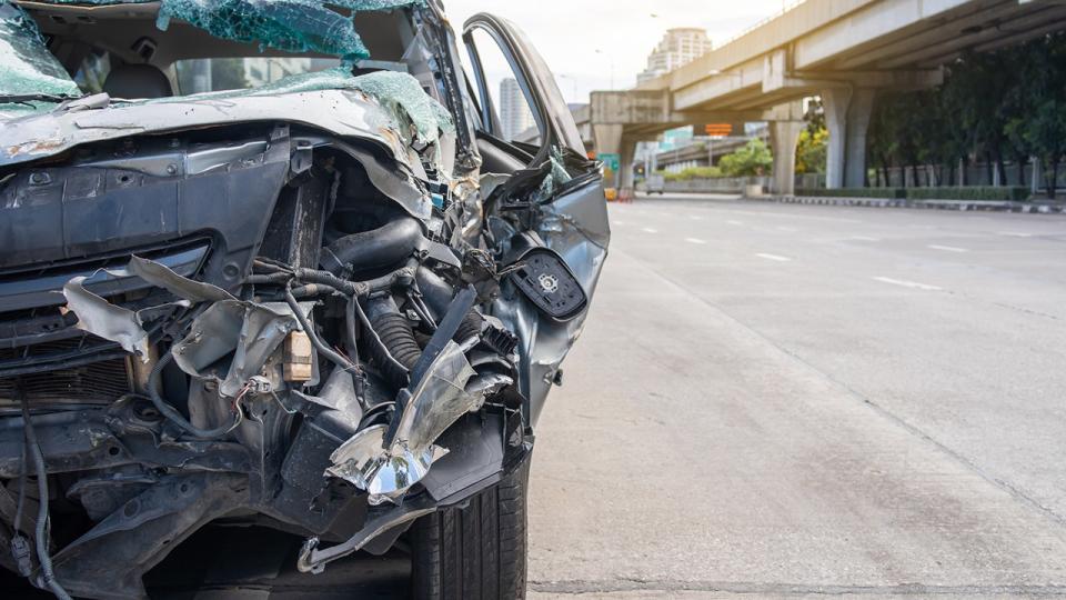 car accident on a main road