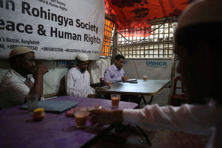 Mohib Ullah, a leader of Arakan Rohingya Society for Peace and Human Rights, is seen in his office in Kutupalong camp in Cox's Bazar, Bangladesh April 7, 2019. Picture taken April 7, 2019. REUTERS/Mohammad Ponir Hossain