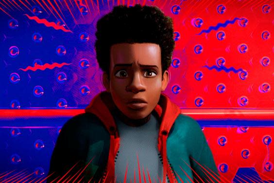 Miles Morales, voiced by Shameik Moore, in a scene from ‘Spider-Man: Into the Spider-Verse’ (Sony Pictures Animation via AP)