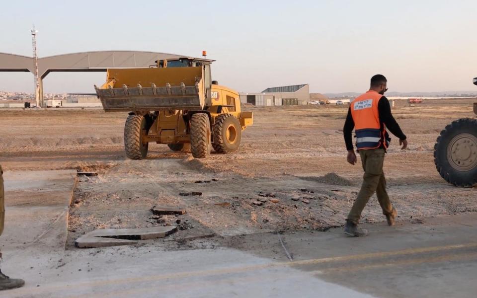 Israelis inspect damage at Nevatim Airbase