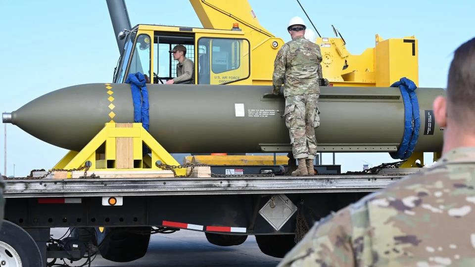 A rare 'live' GBU-57/B MOP pictured at Whiteman Air Force Base. <em>U.S. Air Force</em>