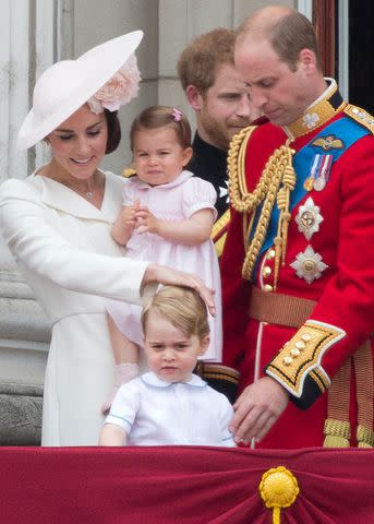 <p>JUSTIN TALLIS/AFP via Getty Images</p> Kate Middleton, Princess Charlotte, Prince George and Prince William at Trooping the Colour in June 2016.