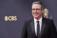 John Oliver arrives at the 73rd Primetime Emmy Awards on Sunday, Sept. 19, 2021, at L.A. Live in Los Angeles. (AP Photo/Chris Pizzello)