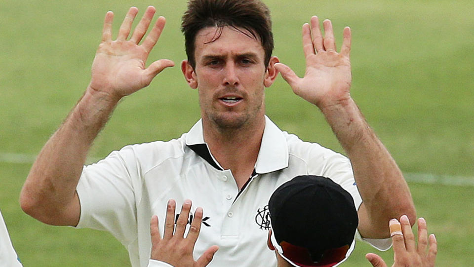 Mitchell Marsh, pictured here celebrating a wicket during Western Australia's Sheffield Shield clash.