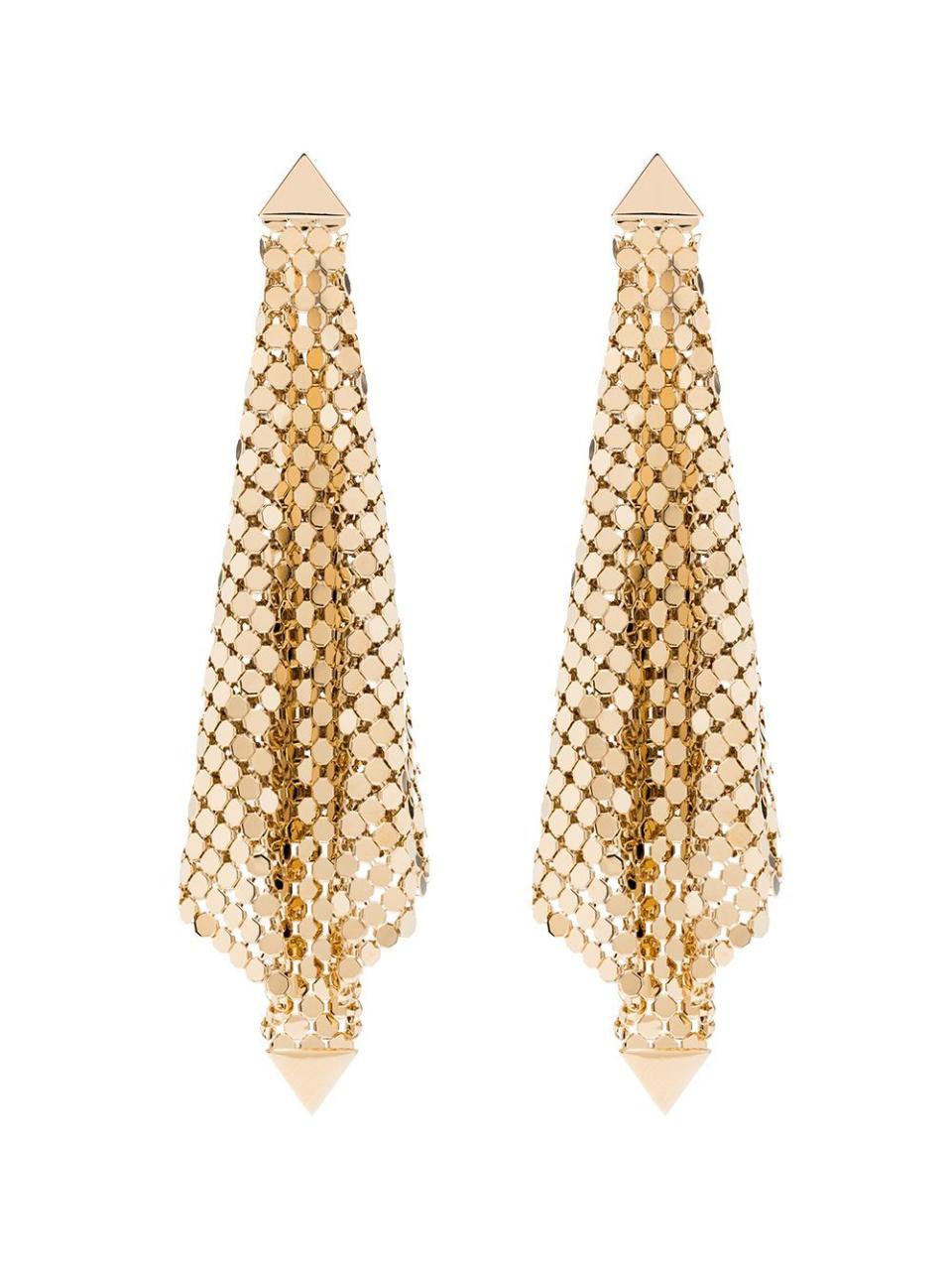 Gold-Tone Chain Mesh Earrings