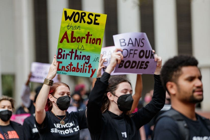 A measure banning most abortions after 15 weeks of pregnancy drew protests at the Florida Capitol during the legislative session. (Alicia Devine, Tallahassee Democrat)