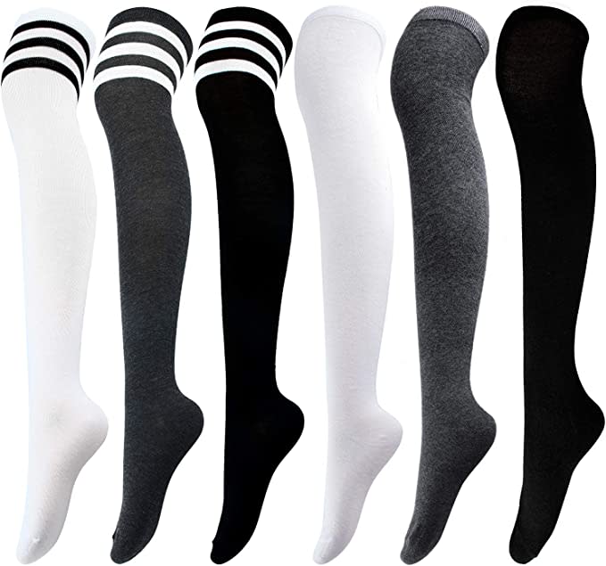 Aneco 6 Pairs Over Knee Thigh Socks