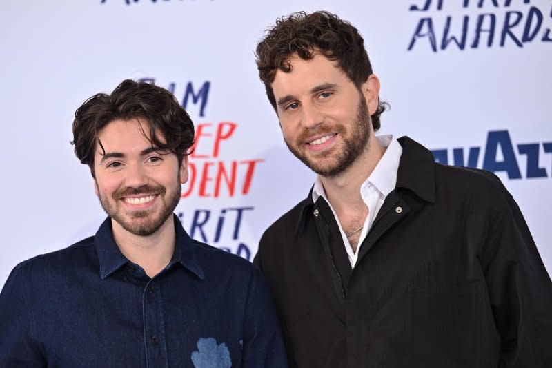 Ben Platt (R) and Noah Galvin attend the Film Independent Spirit Awards on Sunday. Photo by Chris Chew/UPI