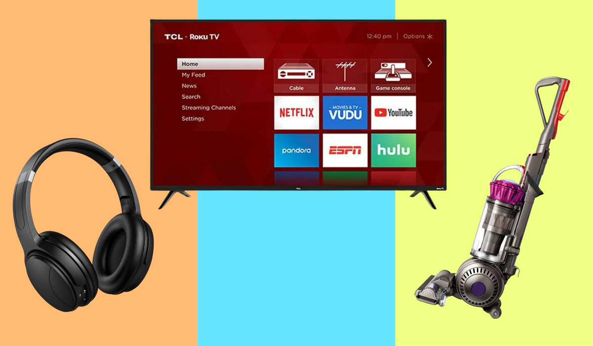 headphones, a smart tv, and dyson vacuum