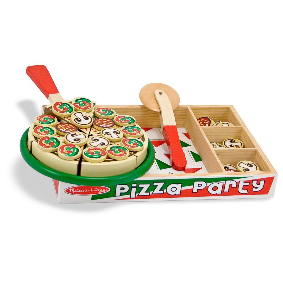 Melissa & Doug Pizza Party Wooden Play Food Set with 18 Toppings. (Photo: Target)