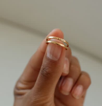 A stackable engraved ring or two