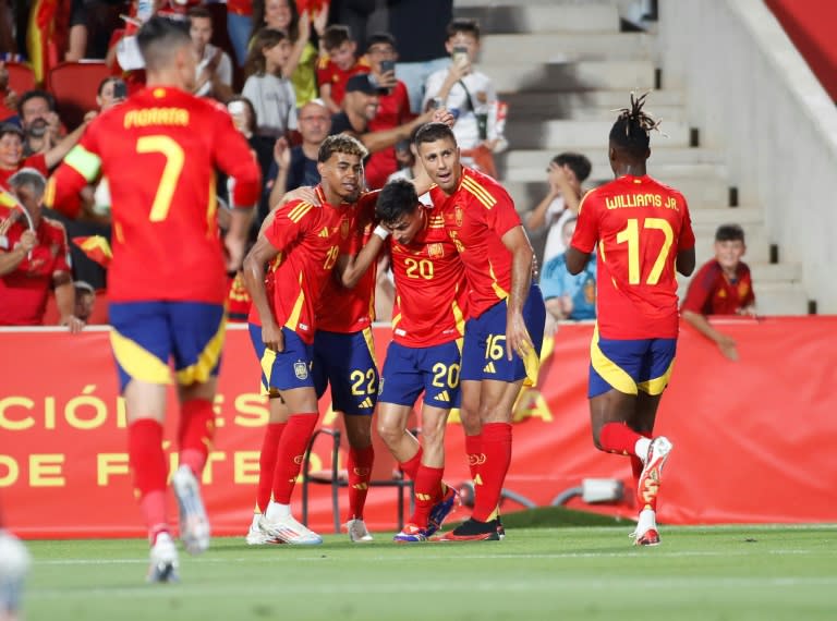 <a class="link " href="https://sports.yahoo.com/soccer/teams/spain-women/" data-i13n="sec:content-canvas;subsec:anchor_text;elm:context_link" data-ylk="slk:Spain;sec:content-canvas;subsec:anchor_text;elm:context_link;itc:0">Spain</a> are bolstered by midfielder <a class="link " href="https://sports.yahoo.com/soccer/players/3871558/" data-i13n="sec:content-canvas;subsec:anchor_text;elm:context_link" data-ylk="slk:Pedri;sec:content-canvas;subsec:anchor_text;elm:context_link;itc:0">Pedri</a>'s return to form and fitness ahead of Euro 2024 and the opener against <a class="link " href="https://sports.yahoo.com/soccer/teams/croatia/" data-i13n="sec:content-canvas;subsec:anchor_text;elm:context_link" data-ylk="slk:Croatia;sec:content-canvas;subsec:anchor_text;elm:context_link;itc:0">Croatia</a> (JAIME REINA)