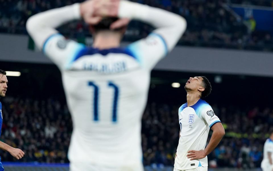 Oh dear - England players react to Shaw's red card - Getty Images