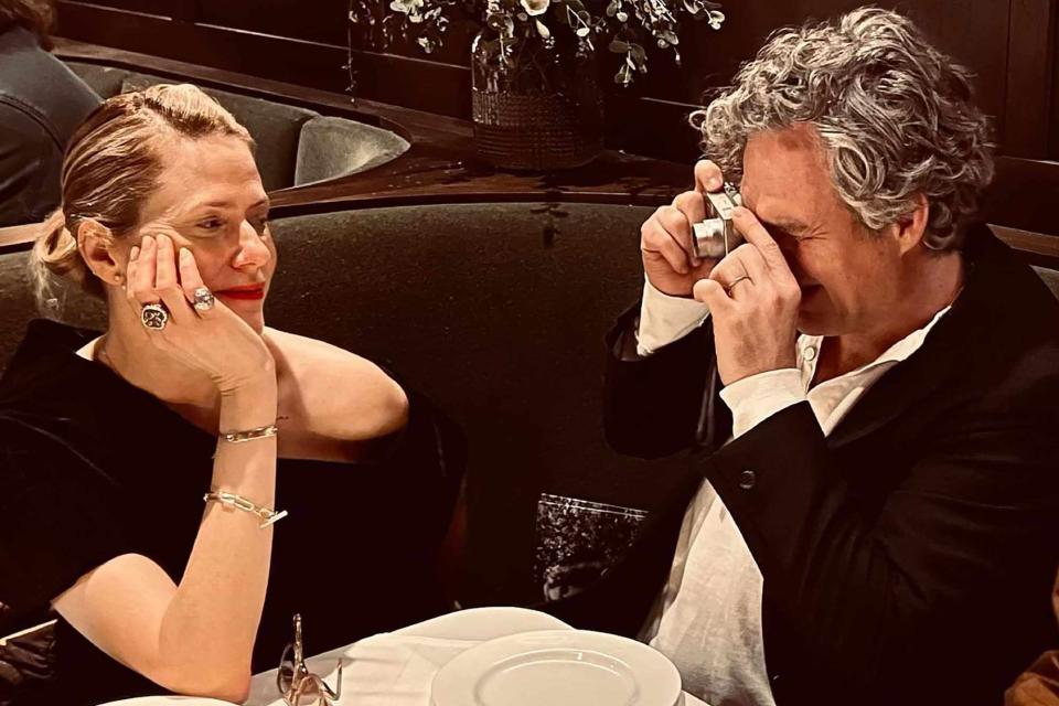 <p> Mark Ruffalo/Instagram</p> Mark Ruffalo snaps a photo of his wife Sunrise Coigney at dinner