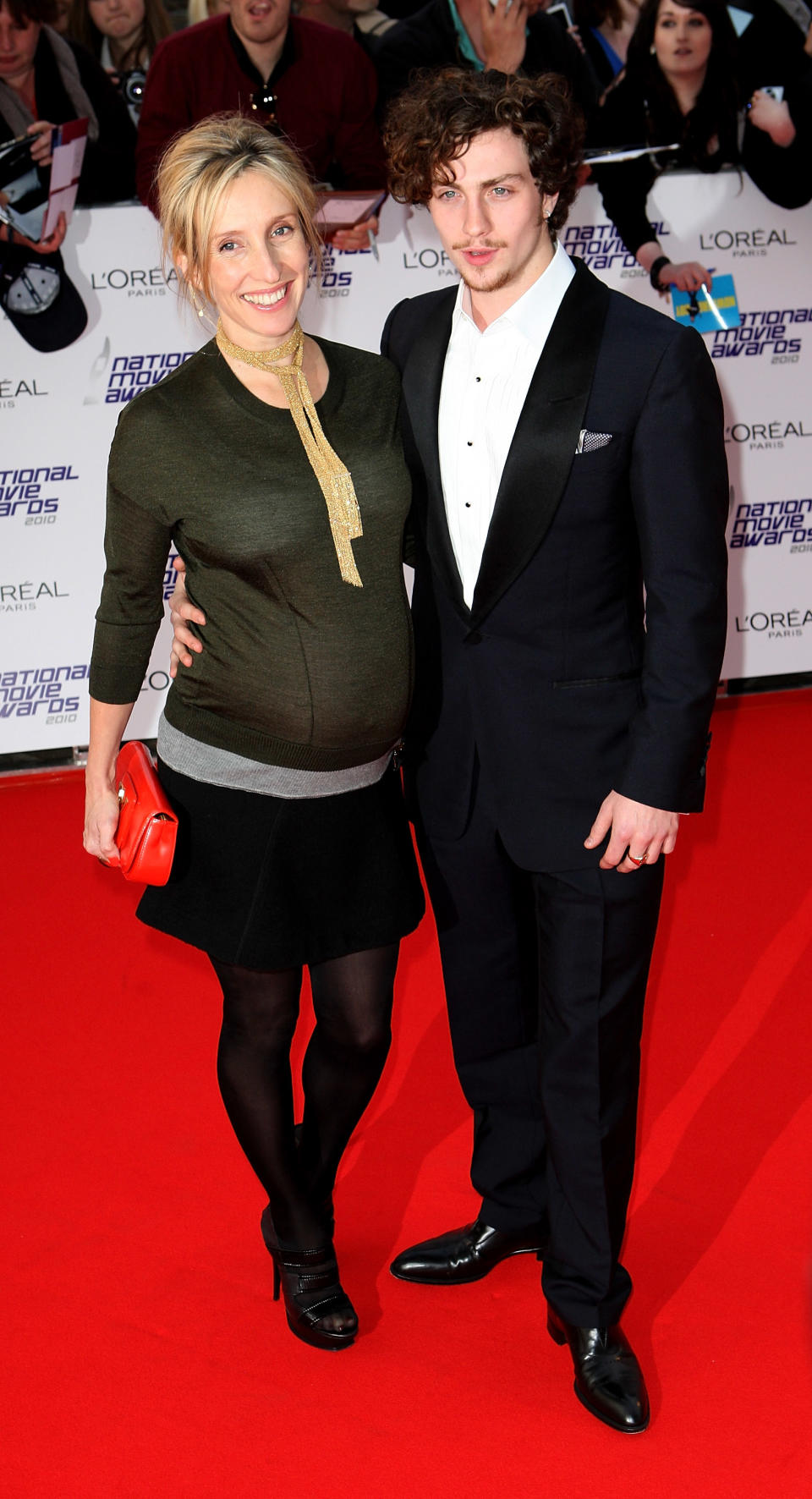 Closeup of Sam and Aaron Taylor-Johnson on the red carpet