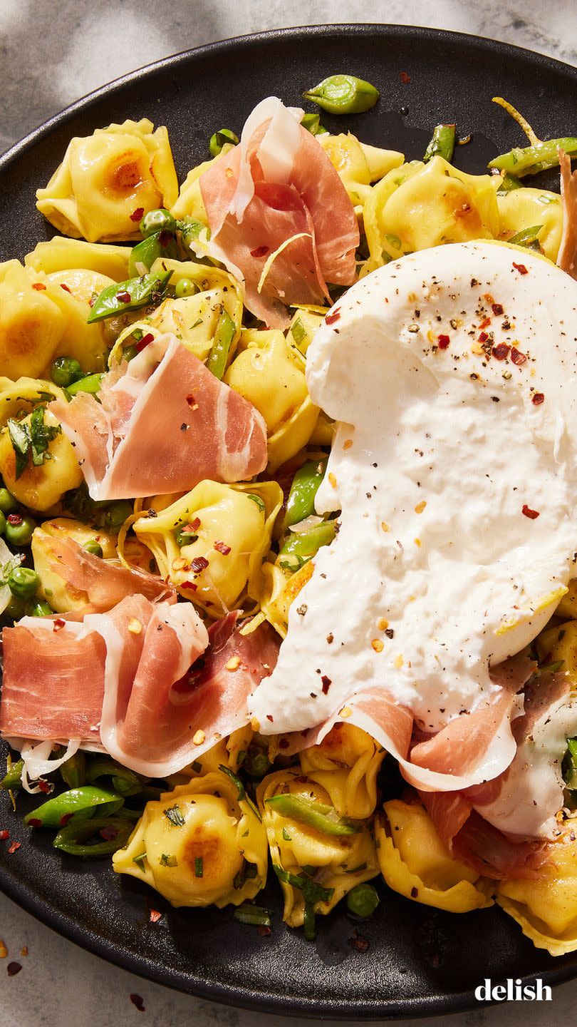 Burrata, Pea, & Prosciutto Tortellini