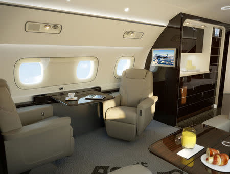An interior view of the Kyoto Airship model of Embraer S.A. Aerospace company's executive jet lineage is shown in this undated photo provided October 11, 2017. Courtesy Embraer S.A./Handout via REUTERS