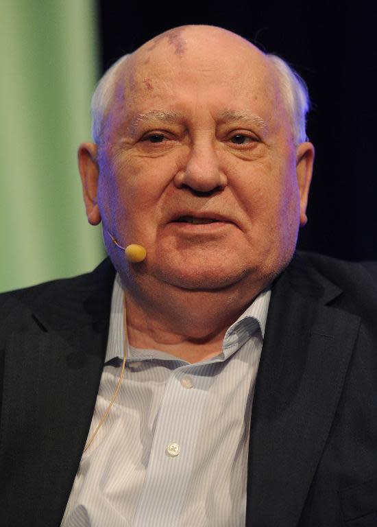 Mikhail Gorbachev attends a reading of his autobiography at LitCologne in Cologne, western Germany on March 13, 2013